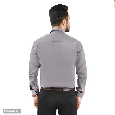 CRAFT HEAVEN Men Casual Cotton Full Sleeves Formal Regular Slim Fit Plain Office Shirts - Grey, Medium-thumb5