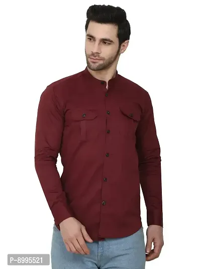 CRAFT HEAVEN Men's Solid Regular fit Casual Shirt for Men with Dual Pocket-thumb0