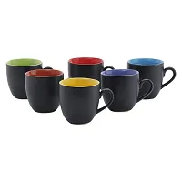 La Lady Store Ceramic Tea and Coffee Cup Set - 6 Pieces, Multicolor, 180 ml-thumb1