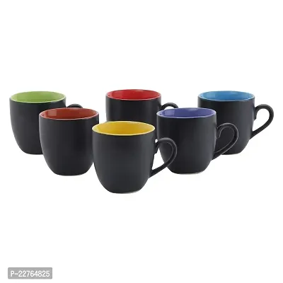 La Lady Store Ceramic Tea and Coffee Cup Set - 6 Pieces, Multicolor, 180 ml