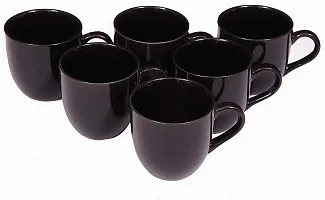 KKJ Ceramic Tea/Coffee Cups - 6 Set, Black, 130ml-thumb2