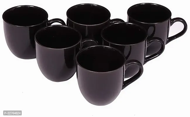KKJ Ceramic Tea/Coffee Cups - 6 Set, Black, 130ml-thumb3