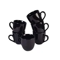 KKJ Ceramic Tea/Coffee Cups - 6 Set, Black, 130ml-thumb1