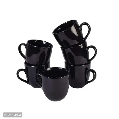 KKJ Ceramic Tea/Coffee Cups - 6 Set, Black, 130ml-thumb2