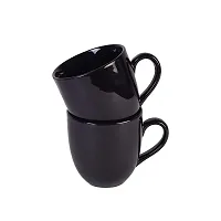 KKJ Ceramic Tea/Coffee Cups - 6 Set, Black, 130ml-thumb3