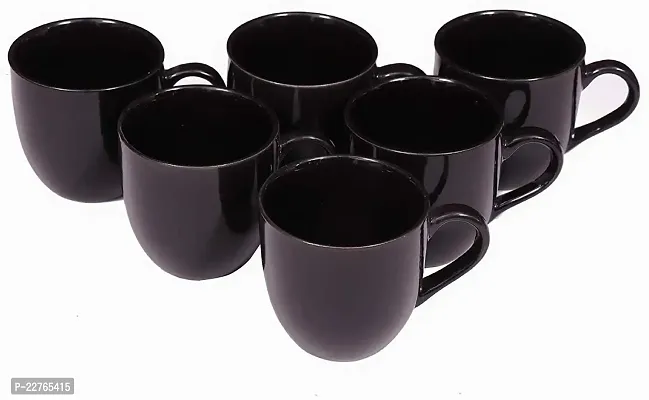 JRP MART Ceramic Tea/Coffee Cup - 6 Pieces, Black, 130 ml