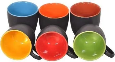 La Lady Store Ceramic Tea and Coffee Cup Set - 6 Pieces, Multicolor, 180 ml-thumb2