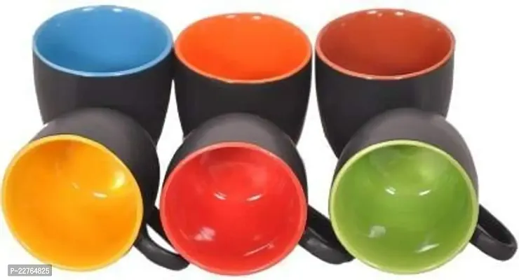 La Lady Store Ceramic Tea and Coffee Cup Set - 6 Pieces, Multicolor, 180 ml-thumb3