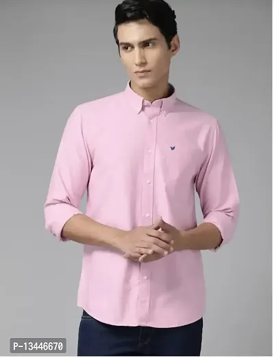 Pink Cotton Blend Formal Shirts For Men