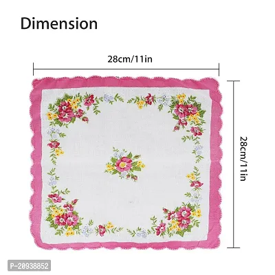Ladies And Girls Cotton Hanky With Beautifull Flower Print Pack Of 12 Pieces-thumb2
