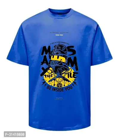 MOODIES Elite And Comfortable Blue Coloured Polyester Tees For Men-thumb0