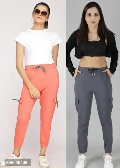 Trendy Joggers Pants and Toko Stretchable Cargo Pants for Girls and womens - Combo Pack of 2-thumb0