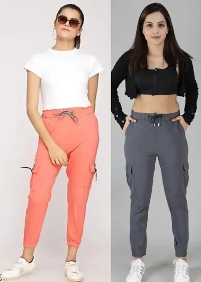 Trendy Joggers Pants and Toko Stretchable Cargo Pants for Girls and womens - Combo Pack of 2