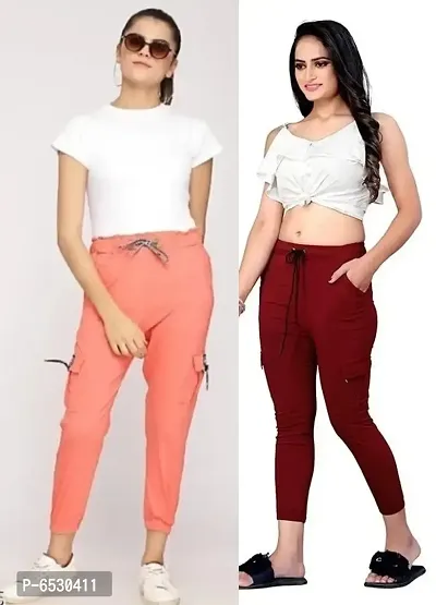 Trendy Joggers Pants and Toko Stretchable Cargo Pants for Girls and womens - Combo Pack of 2