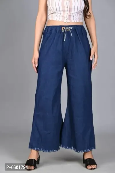 Trendy flared Fit Women Denim Blue Jeans For Women-thumb0