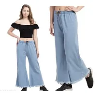 Trendy Fancy Full Length Stretchable Jeans Regular Women Denim Plazzo For Girls-thumb1