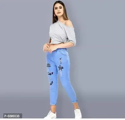 Stylish Latest Jogger Fit Women Denim Blue Jeans For Girls  ladies-thumb0