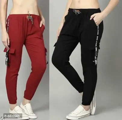 Trendy Latest Joggers Pants and Toko Patti (Strip) Stretchable Cargo Pants for Girls and womens - Combo Pack of 2-thumb0