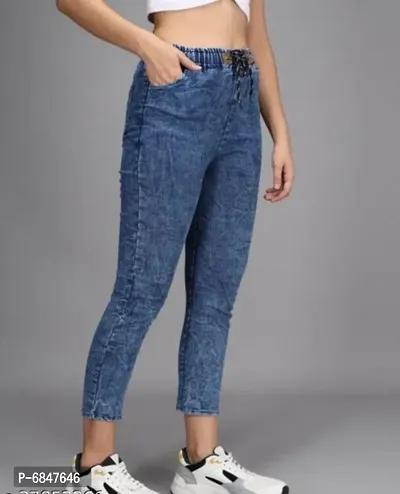 Latest Joggers Fit Women Blue Denim Jeans For Girls