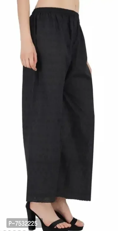 Stylish Latest Full Length Cotton Chikankari/Chikan Palazzo  Fit Women Bell Bottom Pants For Girls-thumb5