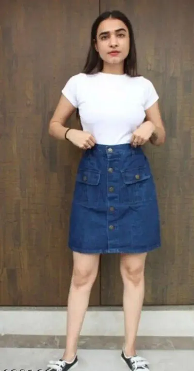 Trendy Latest Women Fancy Blue Denim Modern Skirts/Shorts For Girls