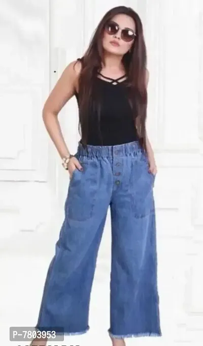 Trendy Fancy Full Length Stretchable Regular Women Denim Bell Bottom Jeans For Girls-thumb0