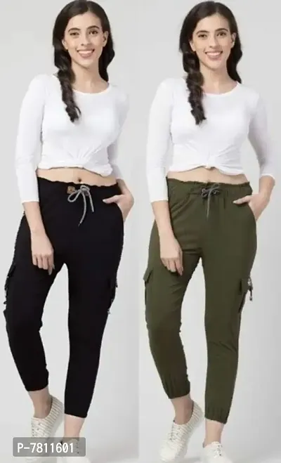 Trendy Joggers Pants and Toko Stretchable Cargo Pants for Girls and womens - Combo Pack of 2