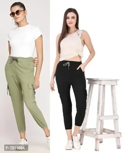 Trendy Joggers Pants and Toko Stretchable Cargo Pants for Girls and womens - Combo Pack of 2