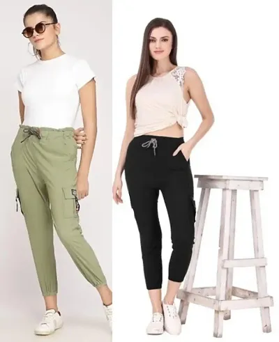 Trendy Joggers Pants and Toko Stretchable Cargo Pants for Girls and womens - Combo Pack of 2