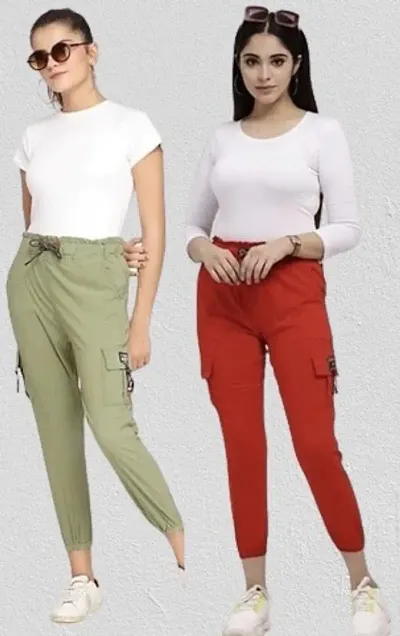 Trendy Joggers Pants and Toko Stretchable Cargo Pants for Girls and womens - Combo Pack of 2