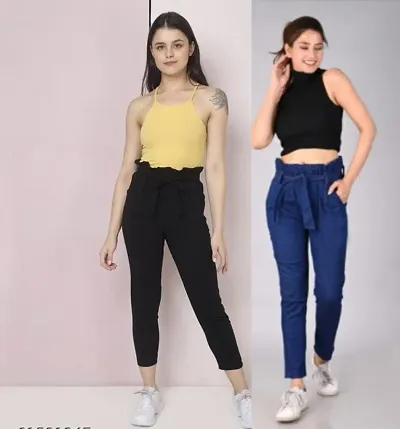 Latest Joggers/Jeans Fit Women Combo For Girls Ladies (Pack of 2 )