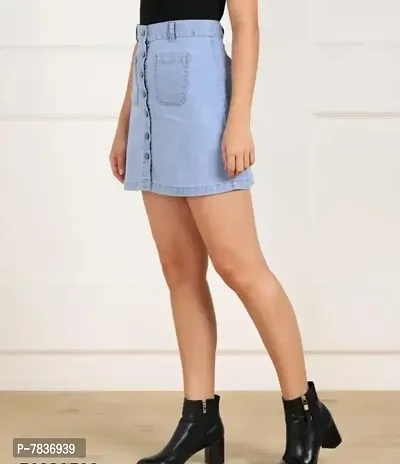 Trendy Latest Women Fancy Blue Denim Modern Skirts/Shorts For Girls-thumb0