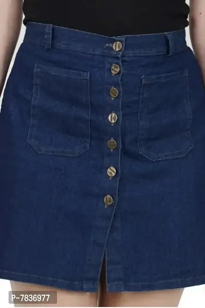 Trendy Latest Women Fancy Blue Denim Modern Skirts/Shorts For Girls-thumb0