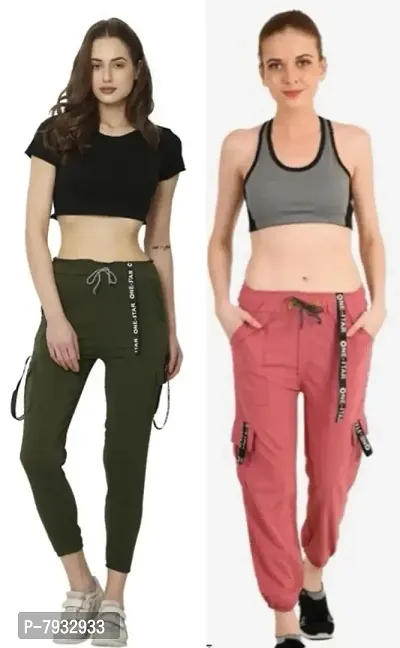 Trendy Latest Joggers Pants and Toko Patti (Strip) Stretchable Cargo Pants for Girls and womens - Combo Pack of 2