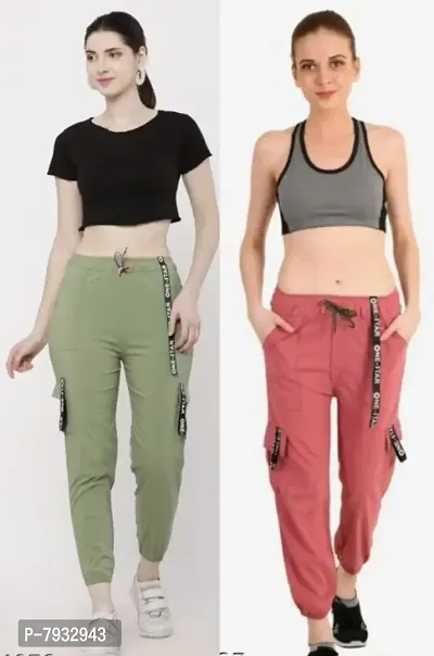 Trendy Latest Joggers Pants and Toko Patti (Strip) Stretchable Cargo Pants for Girls and womens - Combo Pack of 2