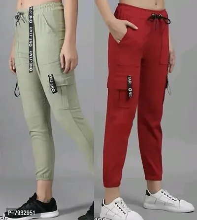 Trendy Latest Joggers Pants and Toko Patti (Strip) Stretchable Cargo Pants for Girls and womens - Combo Pack of 2-thumb0