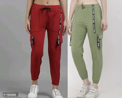 Trendy Latest Joggers Pants and Toko Patti (Strip) Stretchable Cargo Pants for Girls and womens - Combo Pack of 2