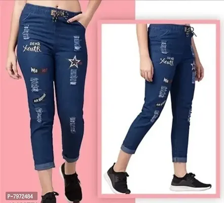 Fancy New Style Latest Martin Blue Joggers/Jeans Fit Women Denim For Girls-thumb0