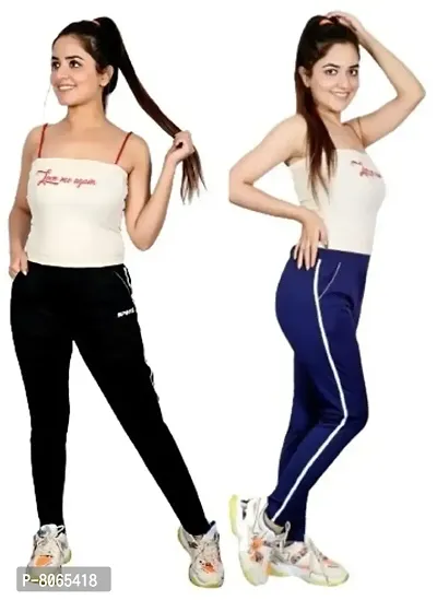 Martin Latest Joggers For Womens  Girls Casual Dryfit Trackpants/Lower/Gymwear/Active wear/Sportswear (Combo Of 2)-thumb0