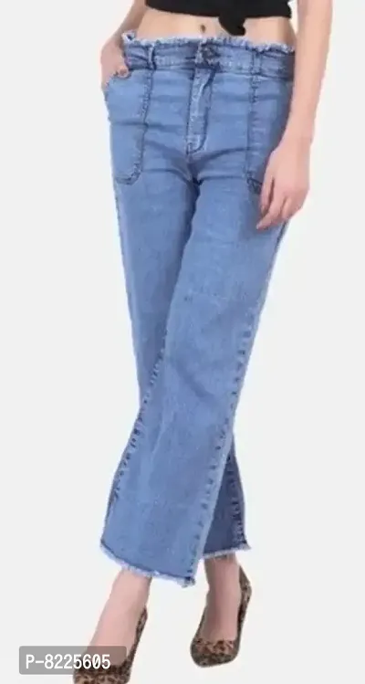 Martin Latest Denim Jeans/Joggers/Palazzo Fit Women Blue Bell Bottom Jeans For Girls  Ladies