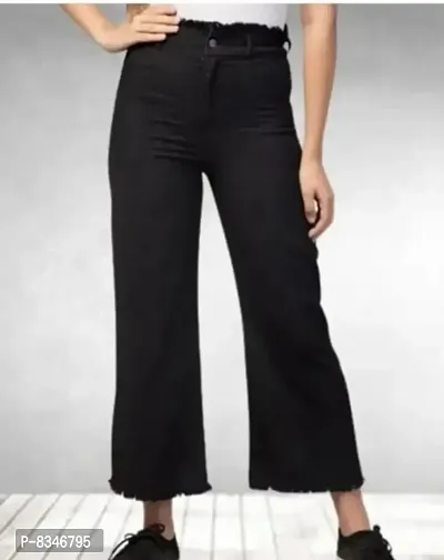 Latest Black Bell Bottom Jeans for Women-thumb0