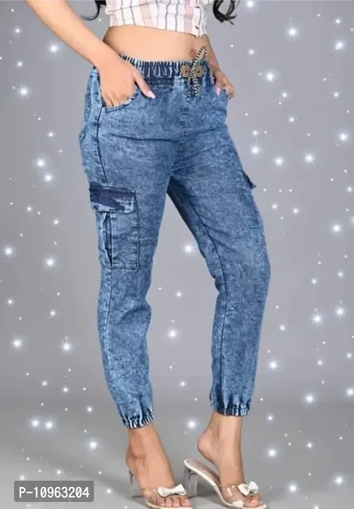 Blue Denim Self Design Jeans   Jeggings For Women