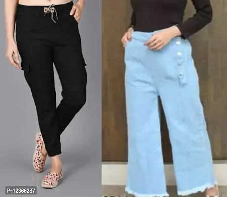 Loose Denim Pants Jeans Trousers Lady Wide Leg High Waist Retro Casual  Straight | eBay