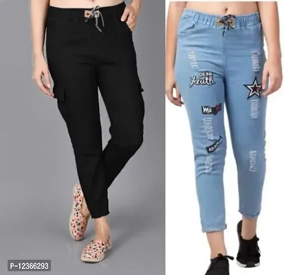 Women Denim Cargo and Jogger Jeans for Girls (Combo Pack of 2)