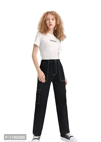 Black Denim Flap Jeans-thumb0