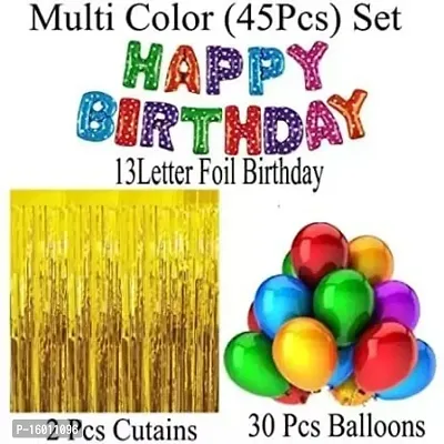 Kaliram  Sons HBD Multi Dot Foil Letter Balloon with HD Multi Metallic Balloons  Curtain Gold For Girls Decoration kit Letter Balloon (Multicolor, Pack of 45)-thumb2