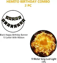 Kaliram  Sons Happy Birthday Decoration Kit-2Pcs Black Banner with Led Light(Set of 2)-thumb1