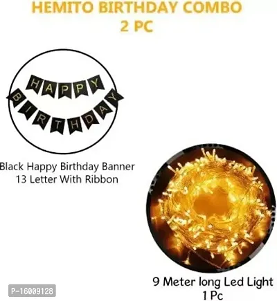 Kaliram  Sons Happy Birthday Decoration Kit-2Pcs Black Banner with Led Light(Set of 2)-thumb2