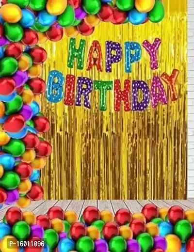 Kaliram  Sons HBD Multi Dot Foil Letter Balloon with HD Multi Metallic Balloons  Curtain Gold For Girls Decoration kit Letter Balloon (Multicolor, Pack of 45)