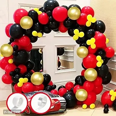Kaliram  Sons Birthday Decoration Balloons Combo 88 Pcs Set for Birthday Party (40 Pcs Red Balloons, 20 Pcs Yellow Balloons, 20 Pcs Black Balloons, 6 Pcs Gold Balloons, 2 Arch Tape)